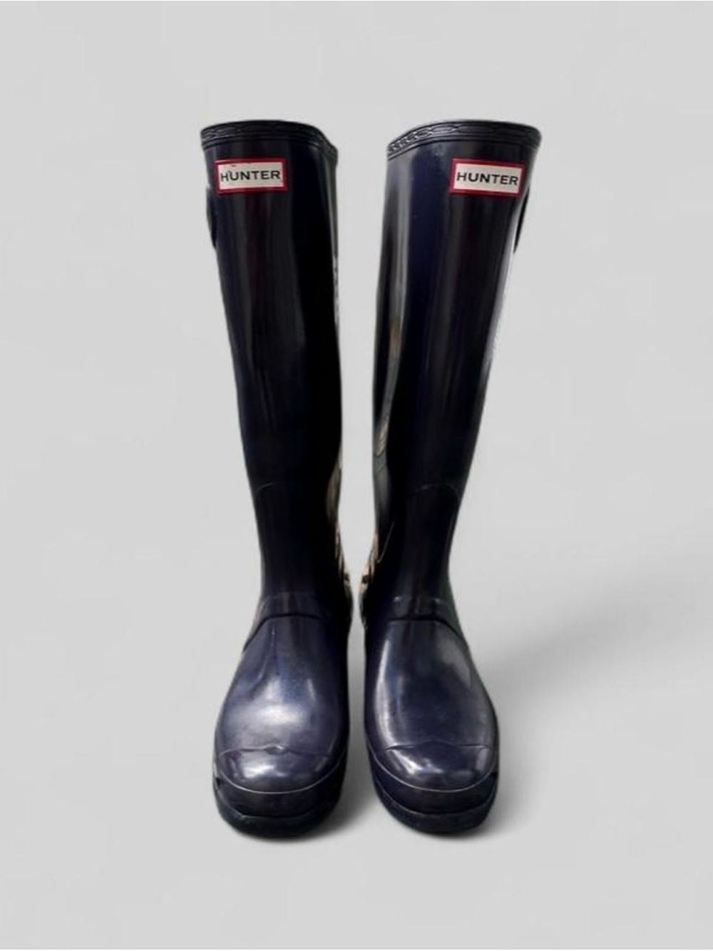 Hunter Original Tall Gloss Rain Boots Dark Violet Purple Women US 9